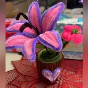 Pipe cleaners 🌸 Floral mini potted Home Accent fuchsia/ orange/ pink